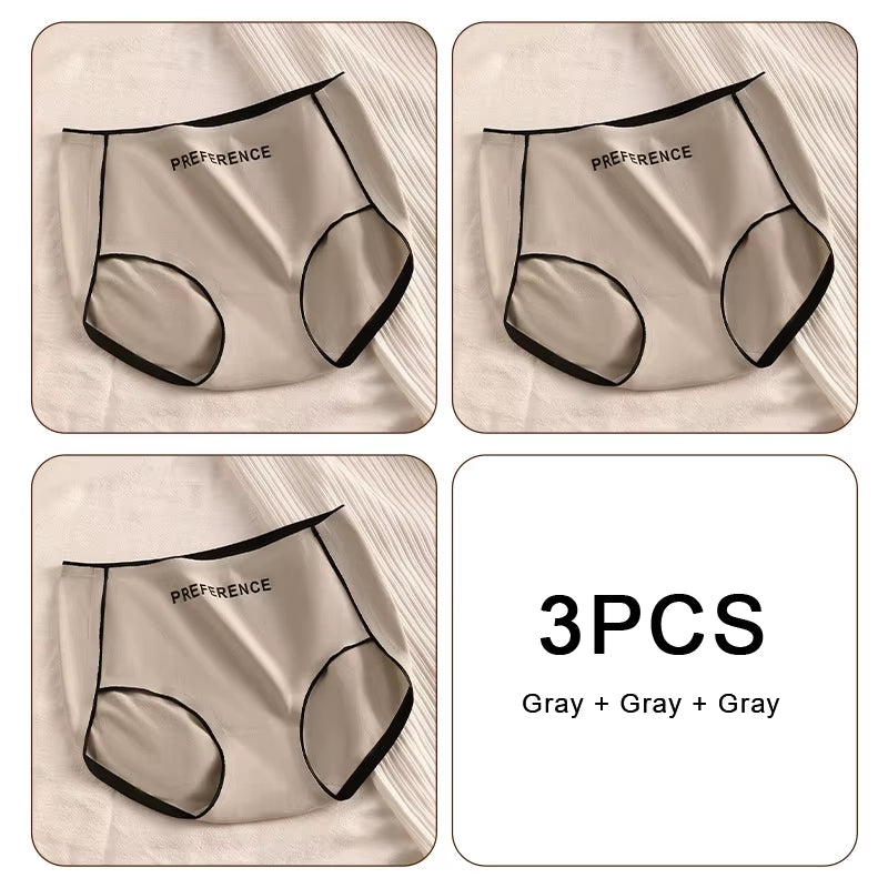 3PCS Pure Cotton Seamless Panties for Women Letter Comfort Sports High Waist Female Lingerie Underpants COTTON PANTI WOMAN Soft