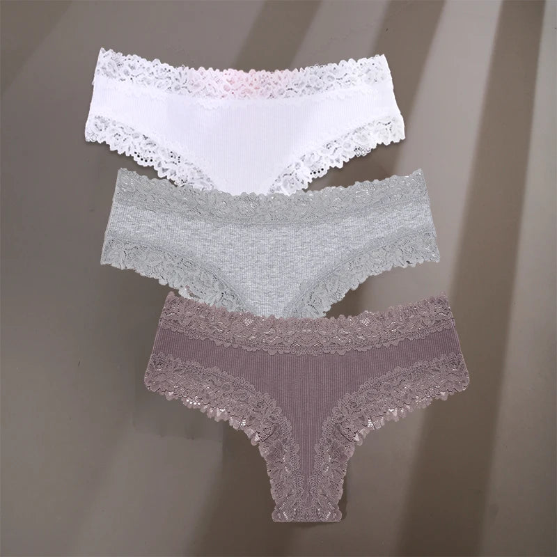 3-Pack Cotton Lace Briefs – Soft Everyday Comfort