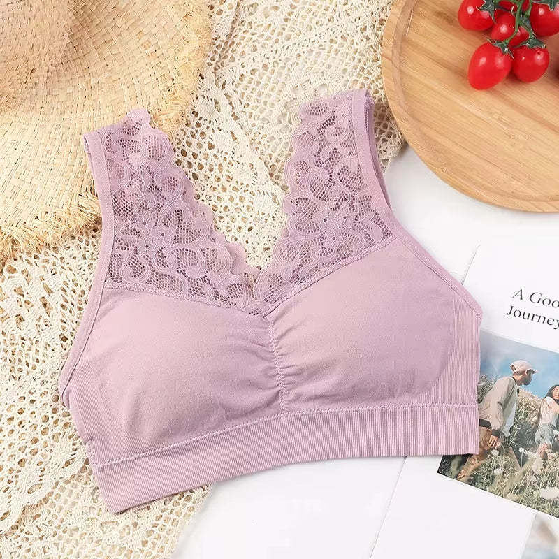 Women'S Sports Bra plus Size Women Bra Push up Sexy Lace Underwear Sleep Yoga Sports Bra Vest with Pad Underwear Gym Top Bras