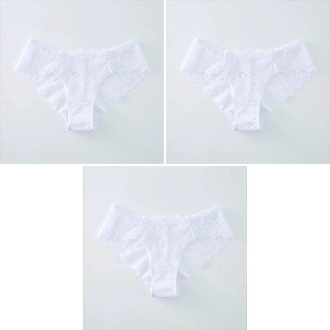 3-Pack Women's Seamless Lace Briefs – Breathable Mid-Waist Comfort