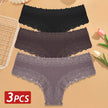 3-Pack Cotton Lace Brazilian Panties – Soft Low-Rise Everyday Comfort