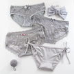 4Pieces/Lot Women Panties Cotton Sexy Lace Underpants Black White Gray 3Colors Bow-Knot Briefs Girls Soft Knickers
