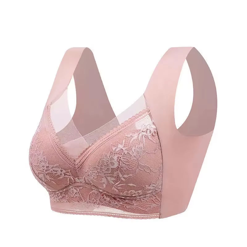 L-5XL Women Large Bra Push up Ice Silk Seamless Upper Bralette Lace Wireless Summer Bras plus Size Top Lingerie Underwear 15019